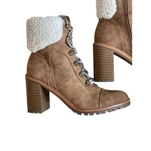 Nine West Heeled Boots Ankle Penni Women Size 10 Brown Block Heel New‎